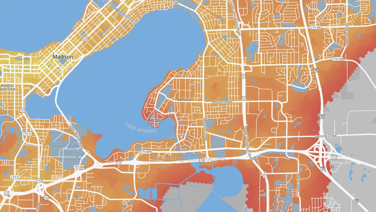 Transit Grade map of Monona, WI