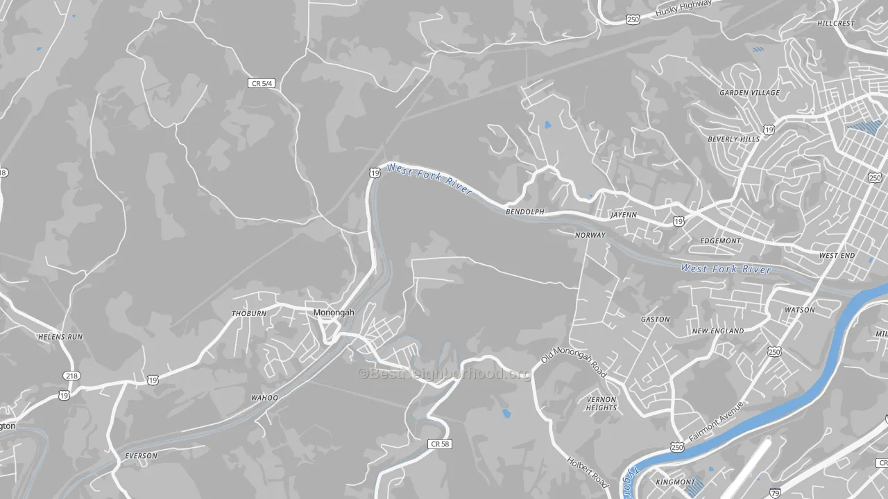 Transit Grade map of Monongah, WV