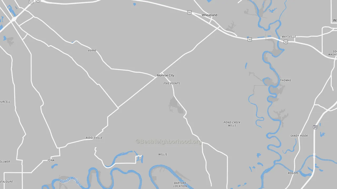 Transit Grade map of Monroe City, IN