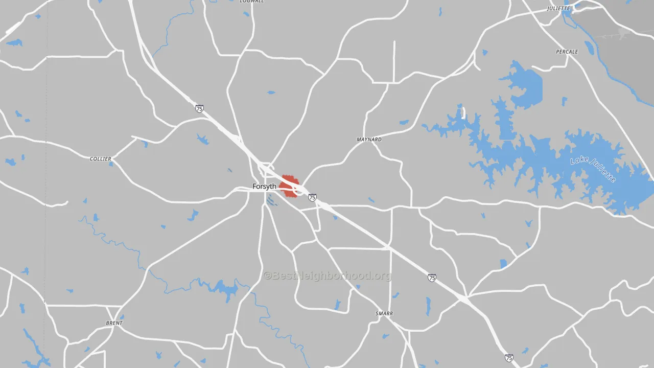Transit Grade map of Monroe County, GA