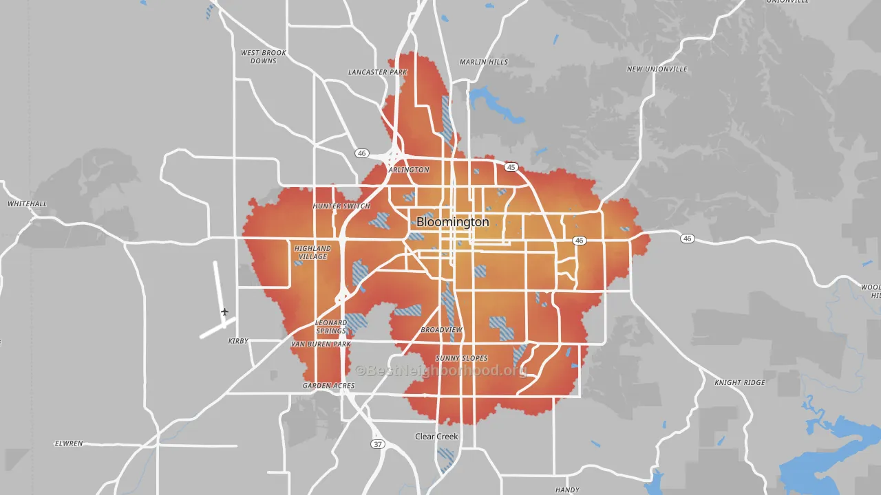 Transit Grade map of Monroe County, IN