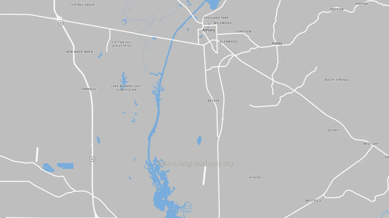 Transit Grade map of Monroe County, MS