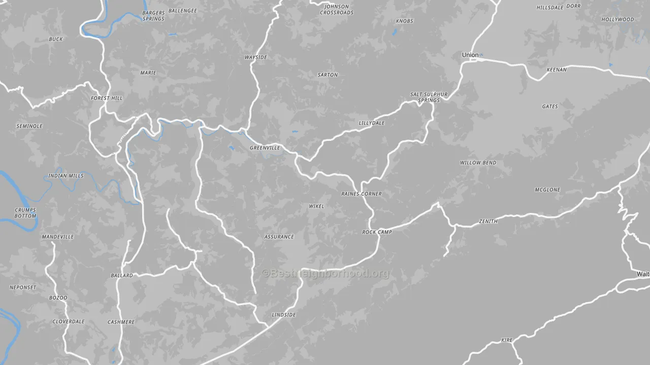 Transit Grade map of Monroe County, WV