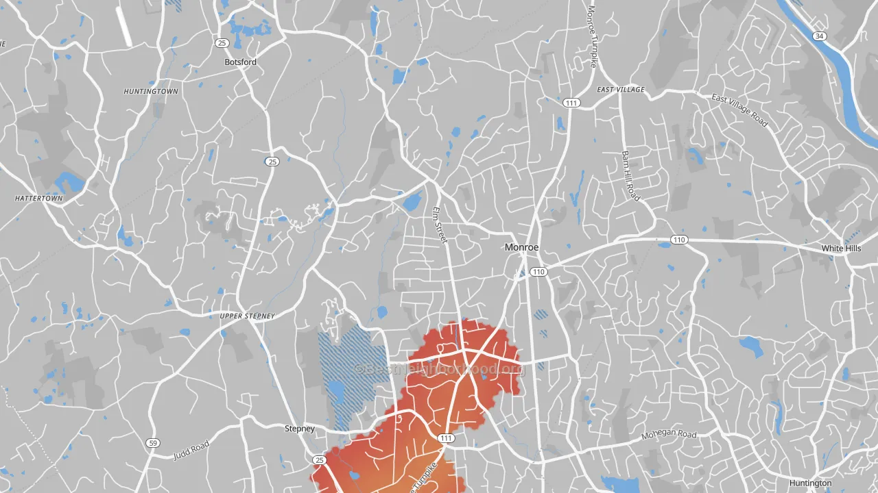 Transit Grade map of Monroe, CT