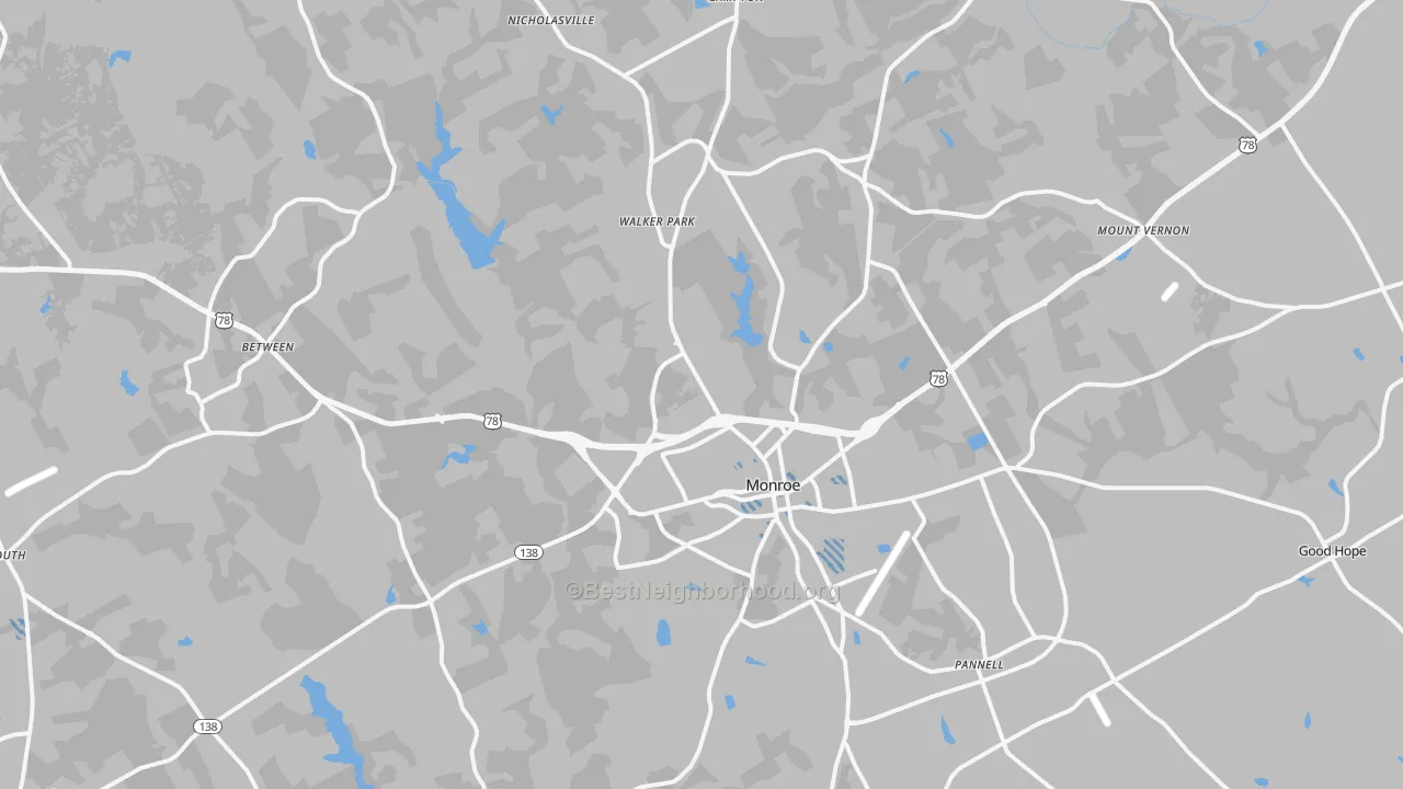 Transit Grade map of Monroe, GA