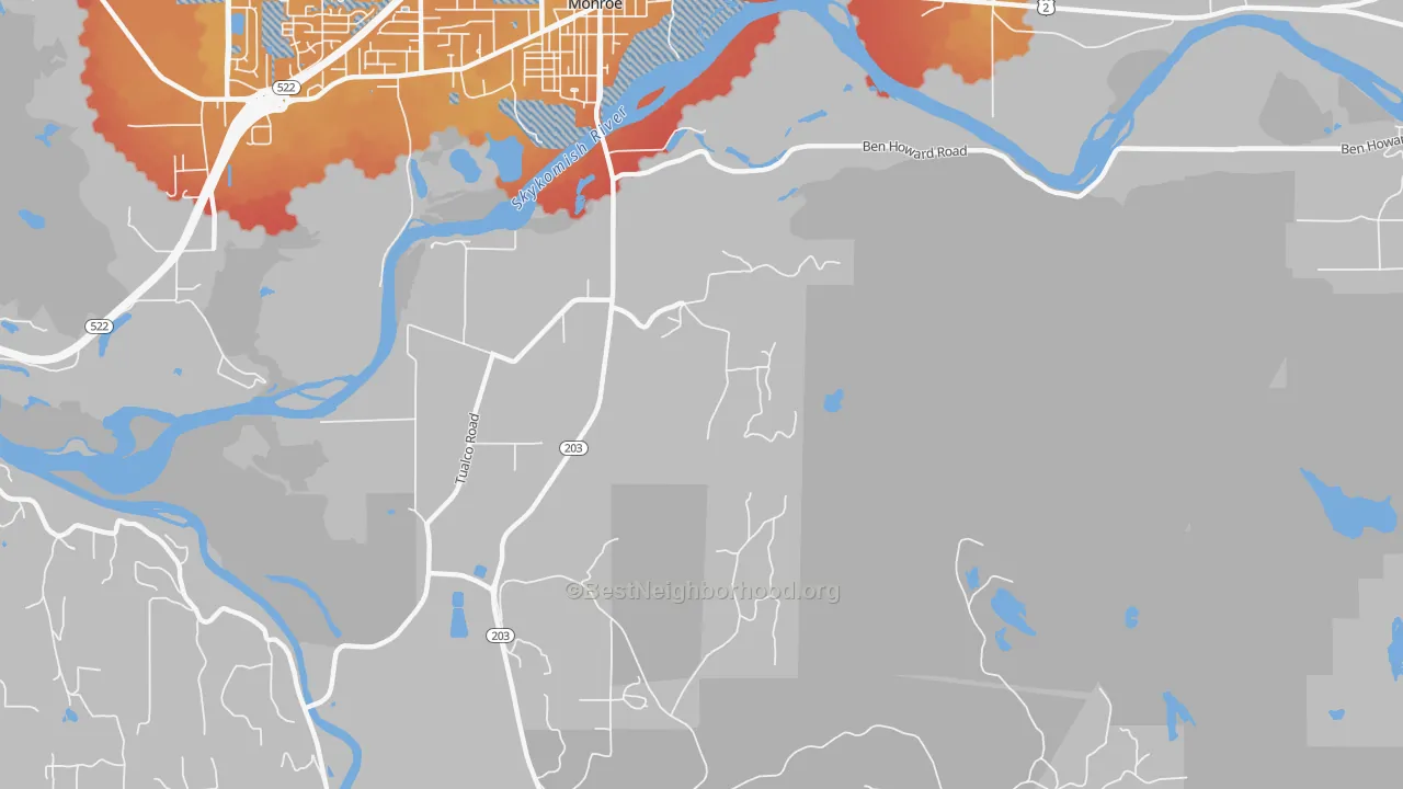 Transit Grade map of Monroe Junction, WA