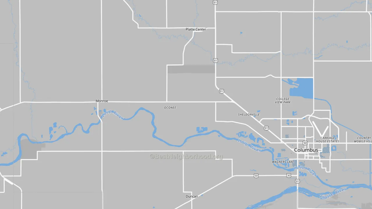 Transit Grade map of Monroe, NE