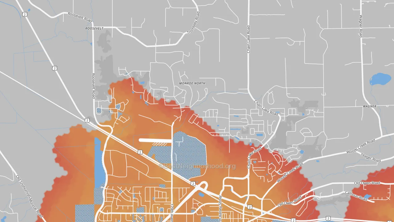 Transit Grade map of Monroe North, WA