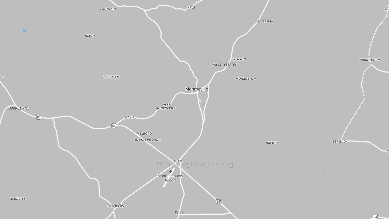 Transit Grade map of Monroeville, AL