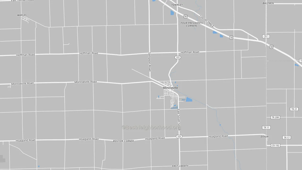 Transit Grade map of Monroeville, IN