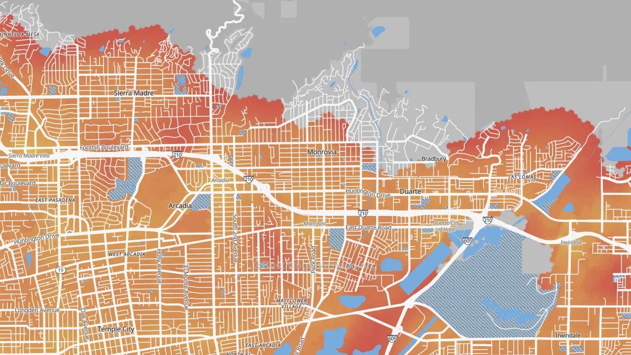 Transit Grade map of Monrovia, CA