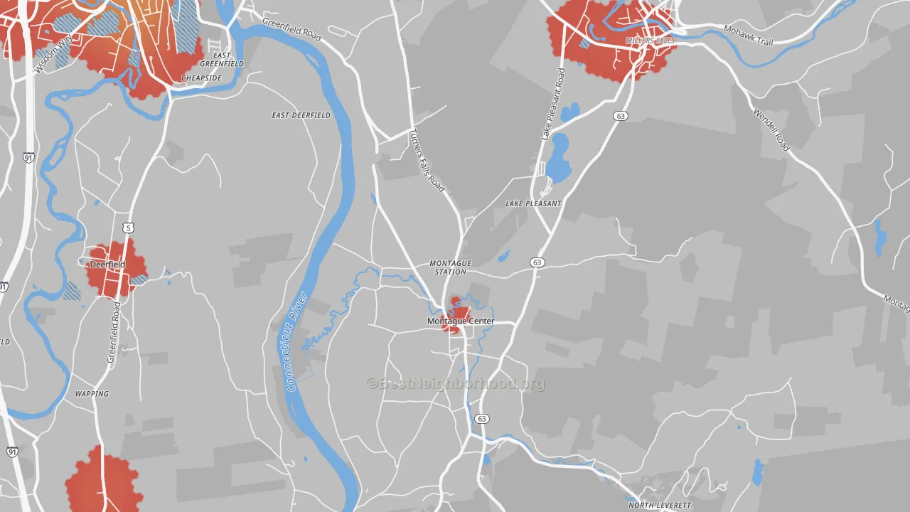 Transit Grade map of Montague, MA