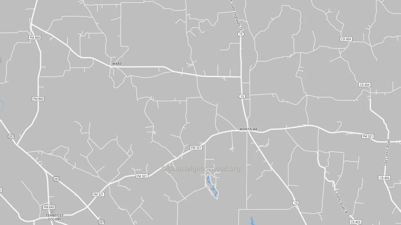 Transit Grade map of Montalba, TX