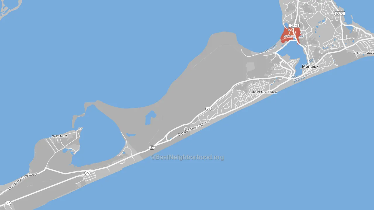 Transit Grade map of Montauk Beach, NY