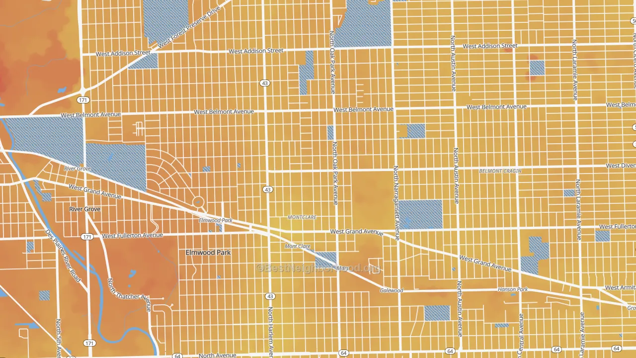 Transit Grade map of Montclare, Elmwood Park, IL