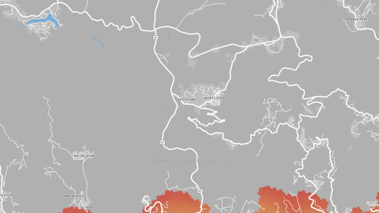 Transit Grade map of Monte Nido, CA