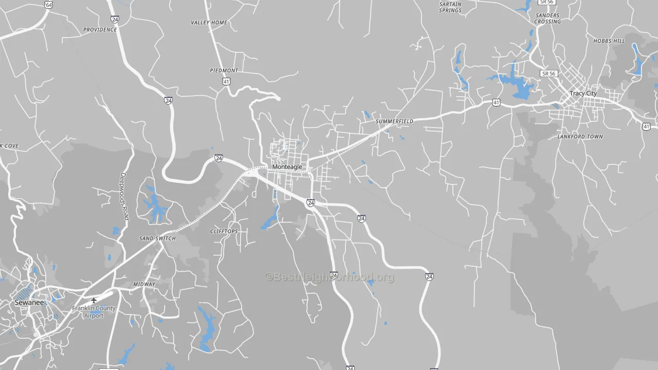 Transit Grade map of Monteagle, TN