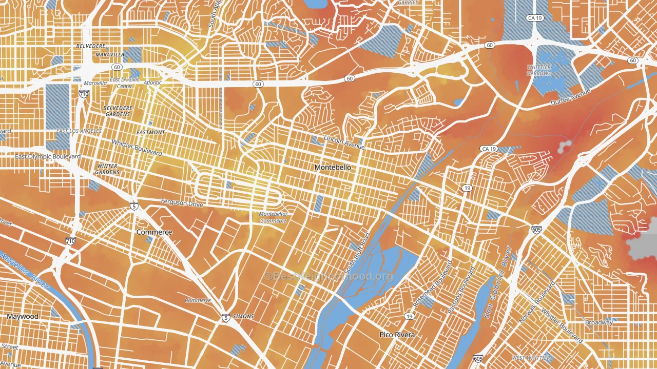 Transit Grade map of Montebello, CA