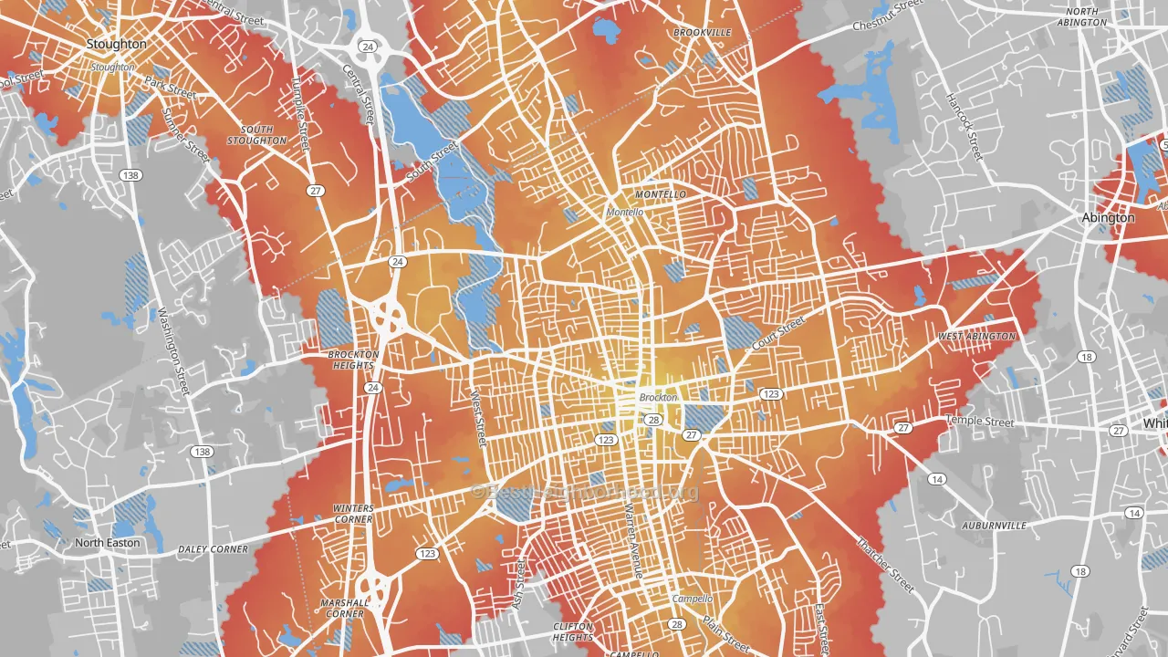Transit Grade map of Montello, Brockton, MA
