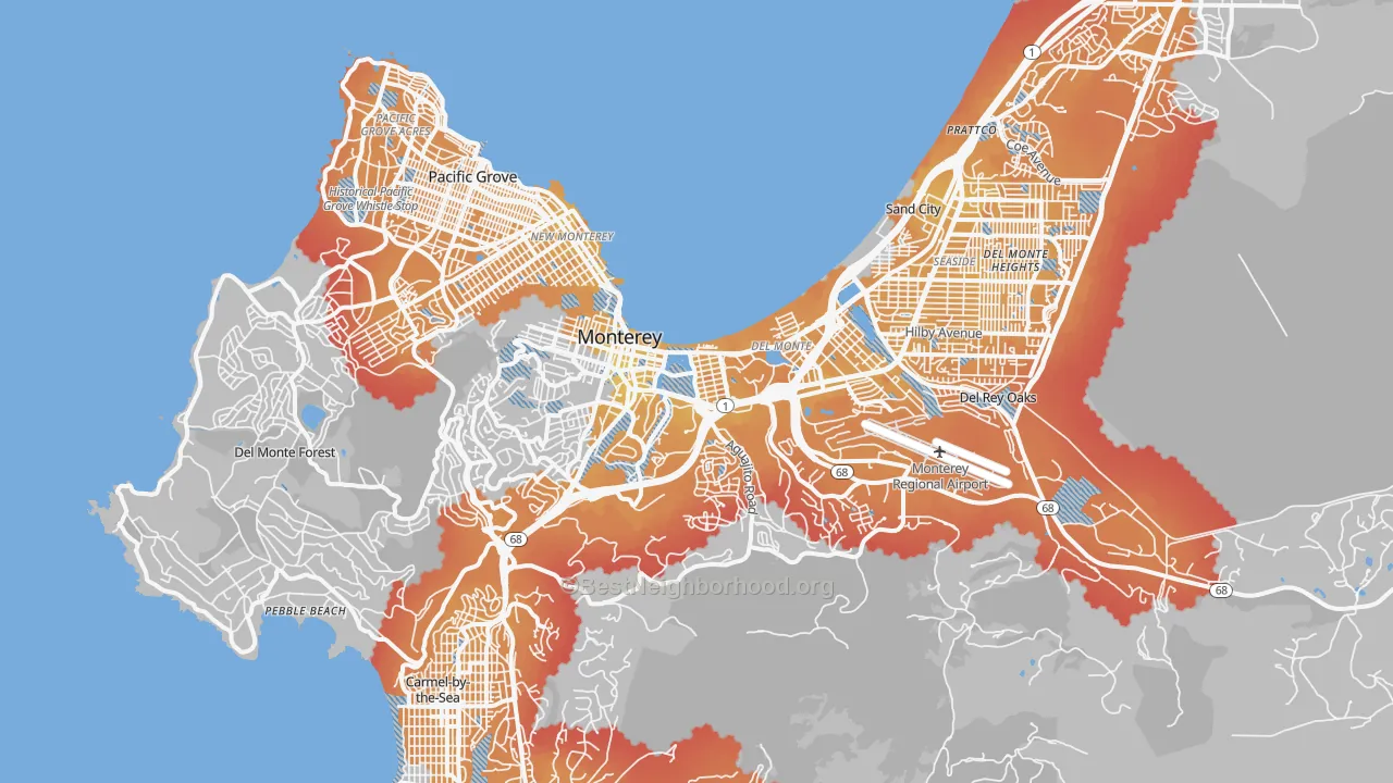 Transit Grade map of Monterey, CA