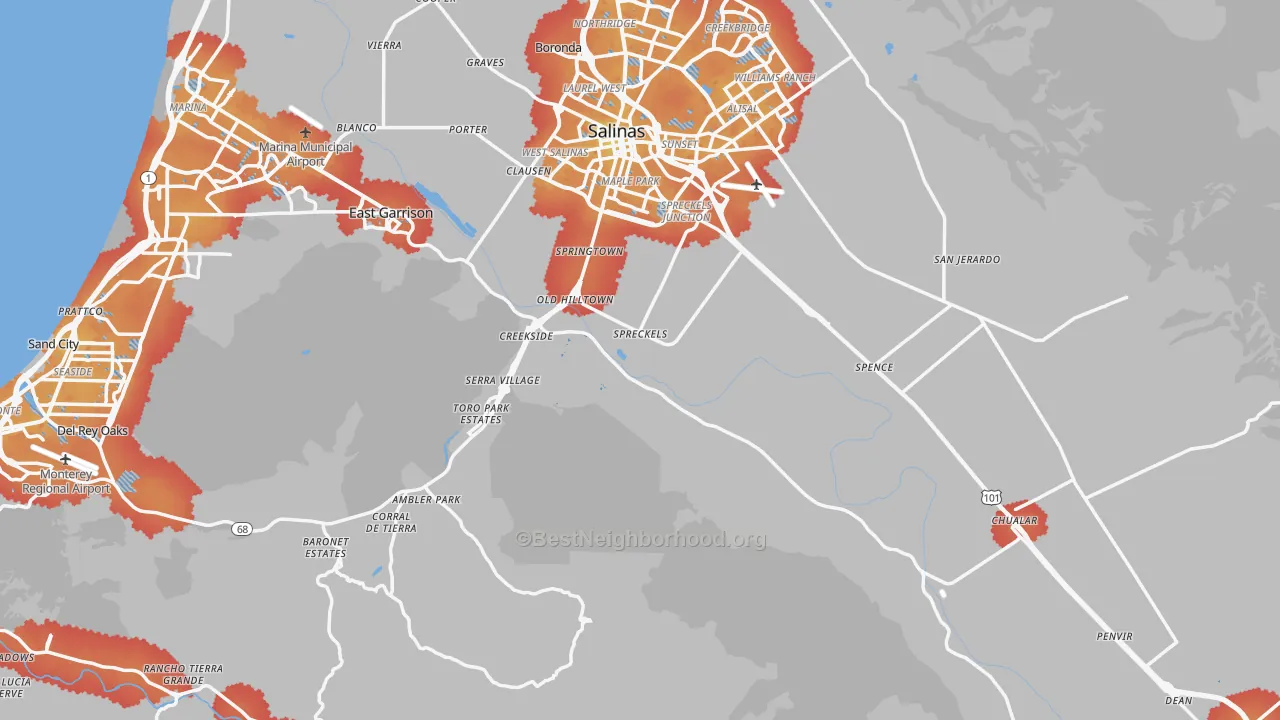 Transit Grade map of Monterey County, CA