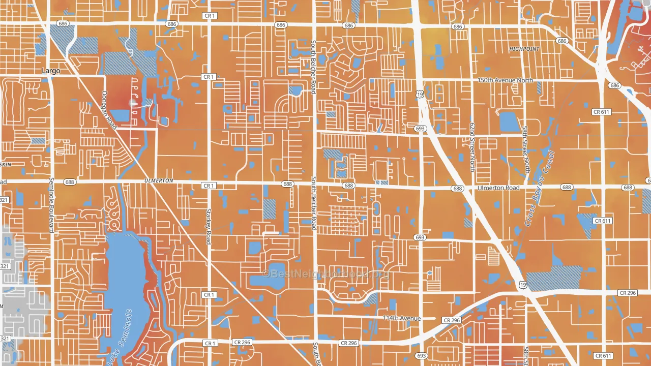 Transit Grade map of Monterey Lakes, Largo, FL