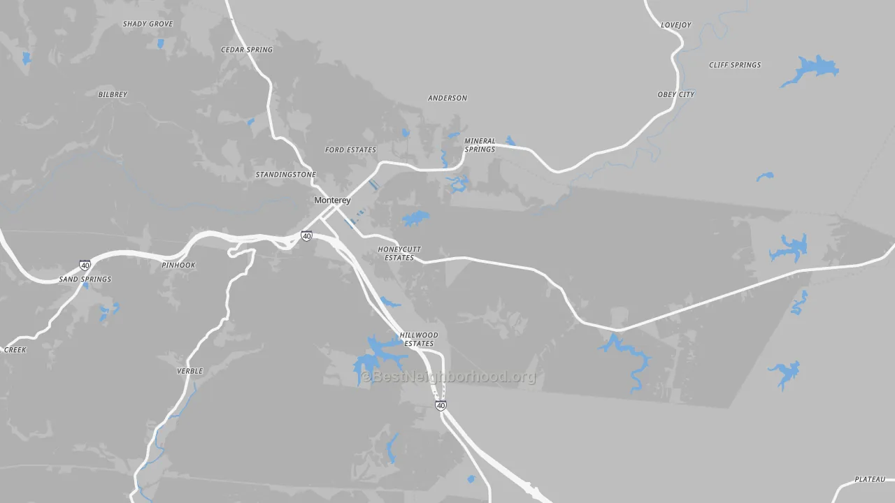 Transit Grade map of Monterey, TN