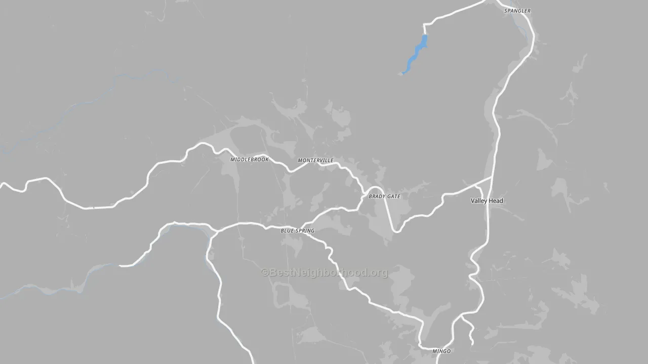 Transit Grade map of Monterville, WV