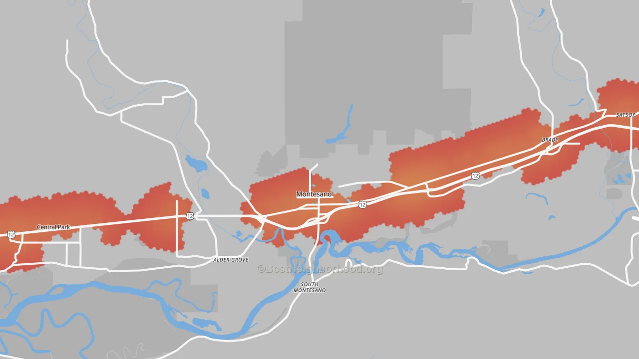 Transit Grade map of Montesano, WA