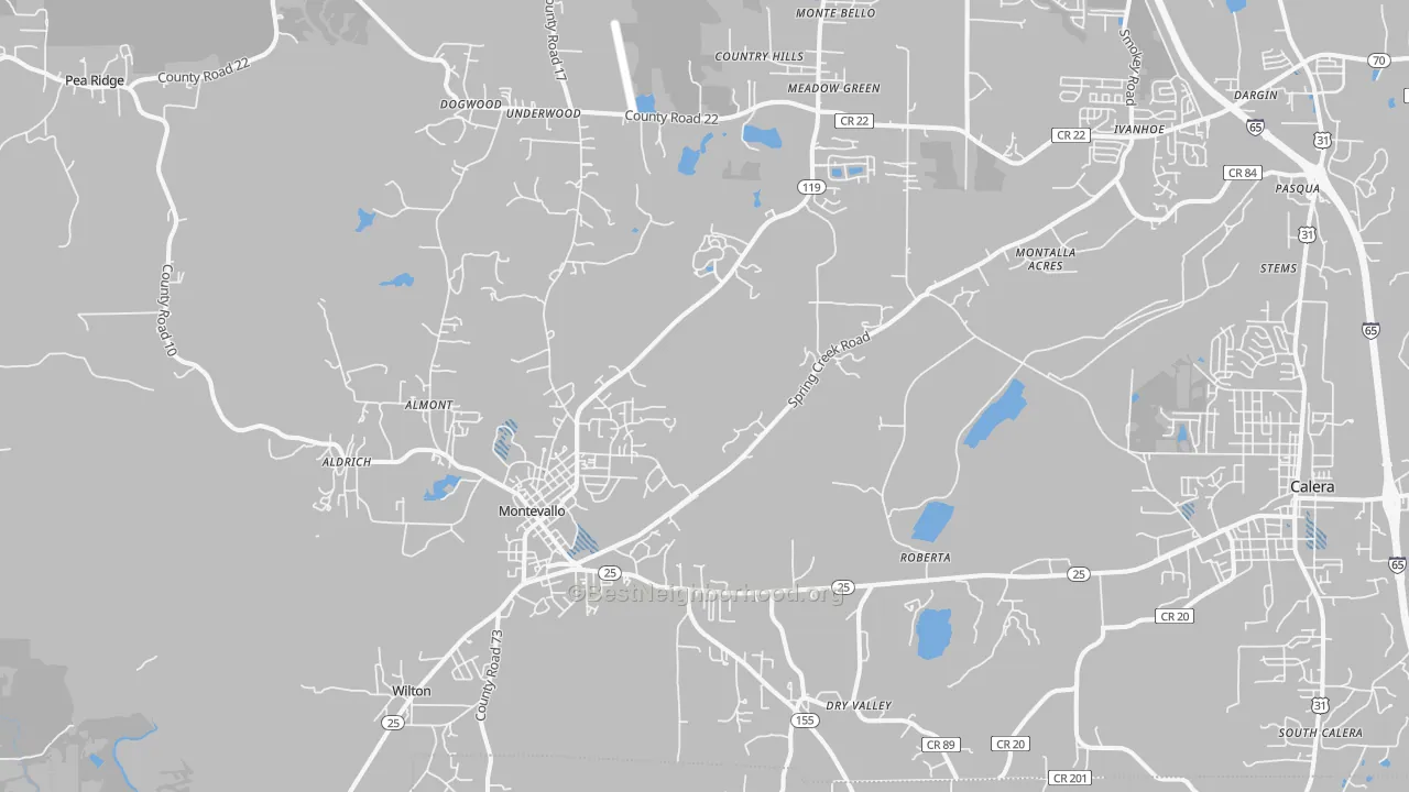Transit Grade map of Montevallo, AL
