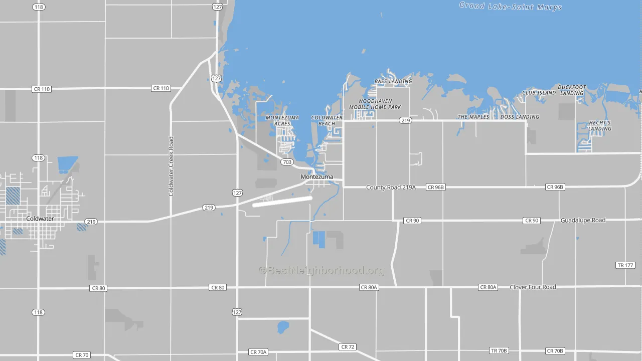 Transit Grade map of Montezuma, OH