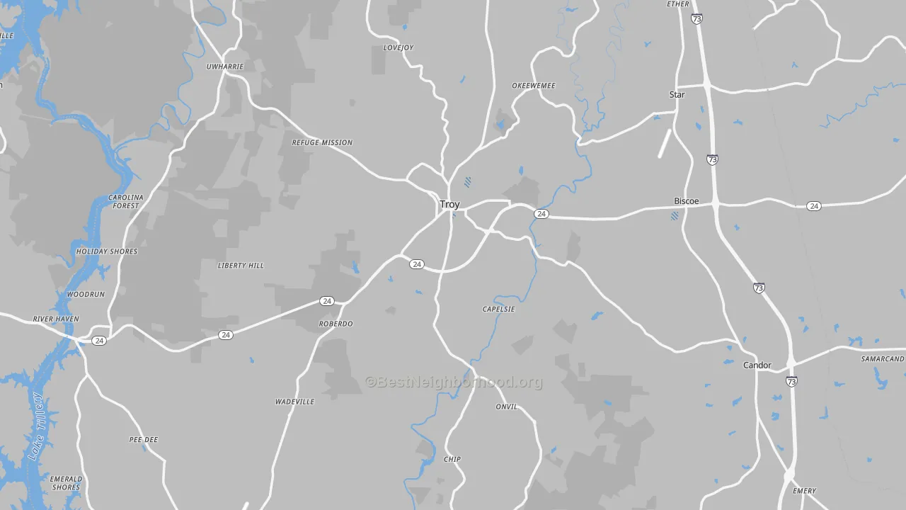 Transit Grade map of Montgomery County, NC