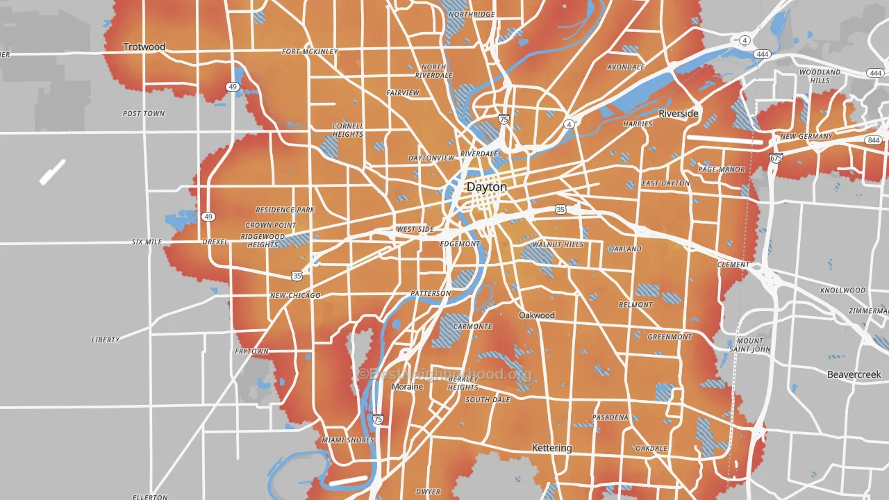 Transit Grade map of Montgomery County, OH
