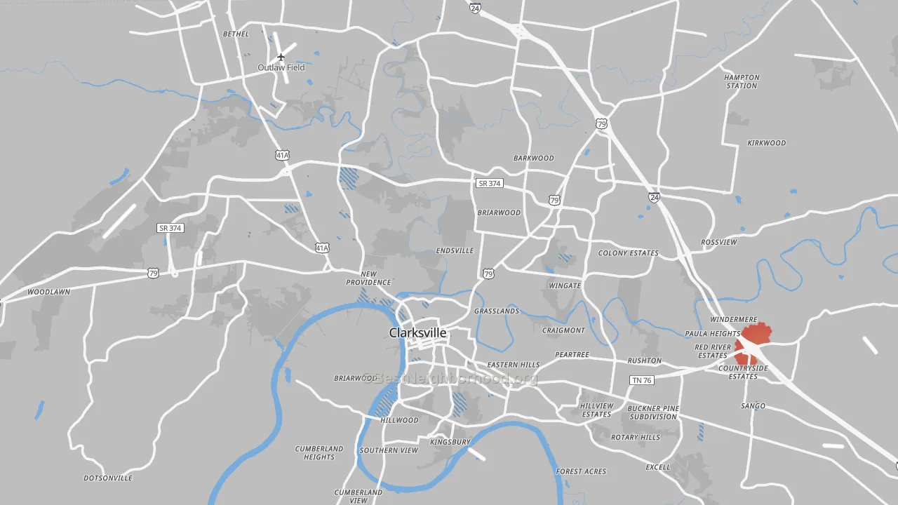 Transit Grade map of Montgomery County, TN