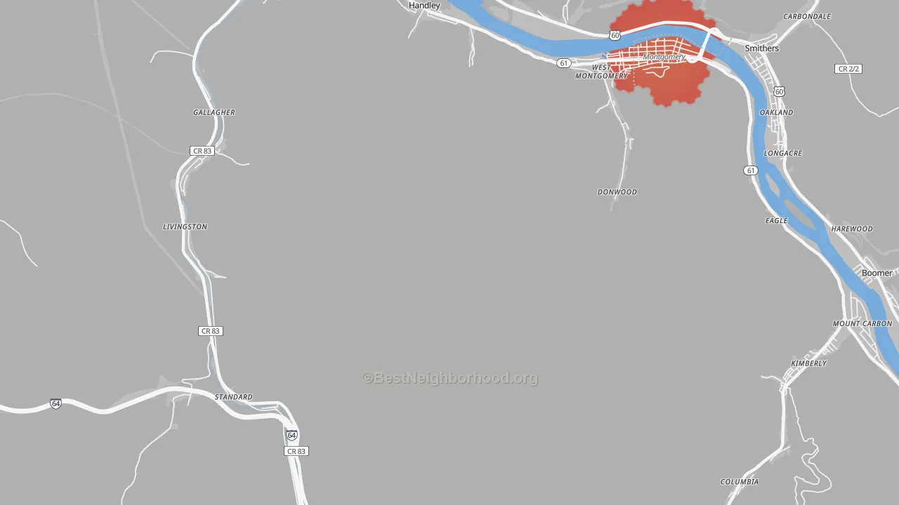 Transit Grade map of Montgomery Heights, WV