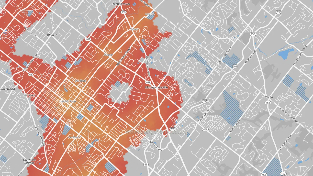 Transit Grade map of Montgomeryville, PA