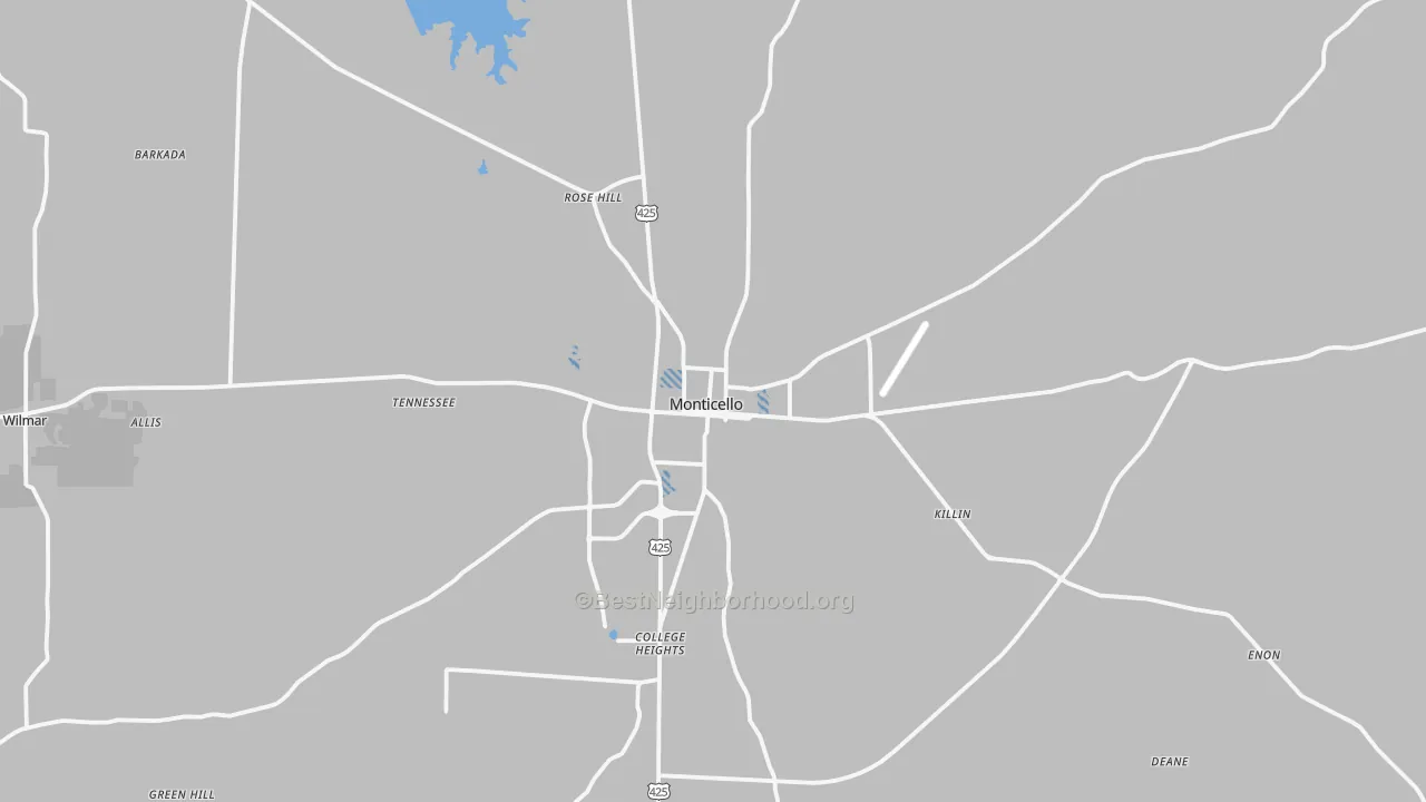 Transit Grade map of Monticello, AR