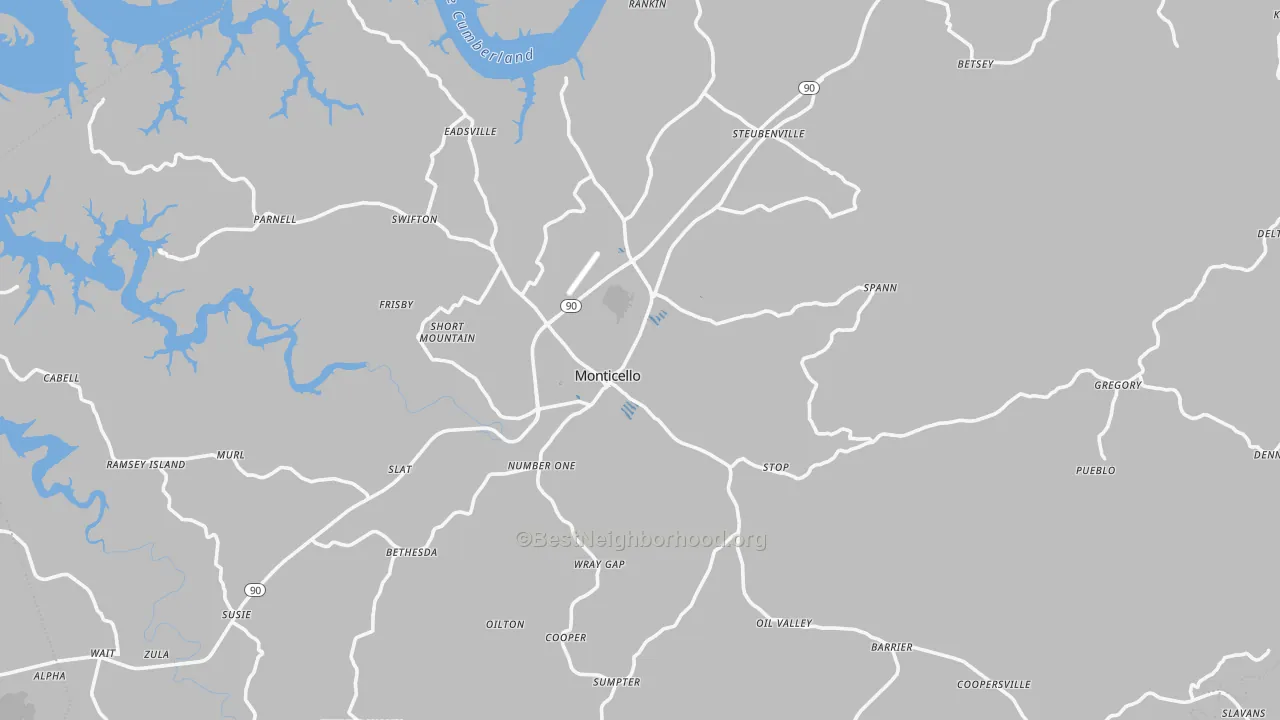 Transit Grade map of Monticello, KY
