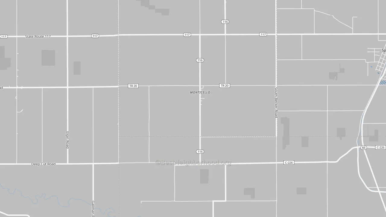 Transit Grade map of Monticello, OH