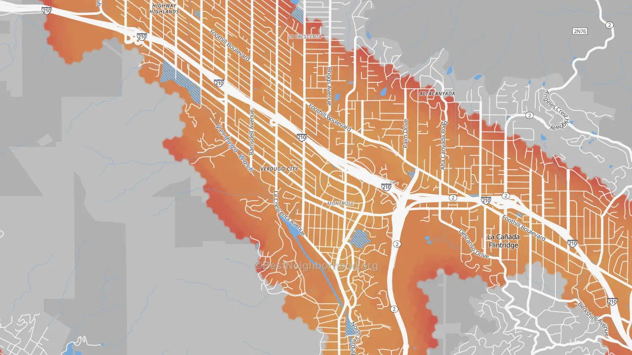 Transit Grade map of Montrose, CA