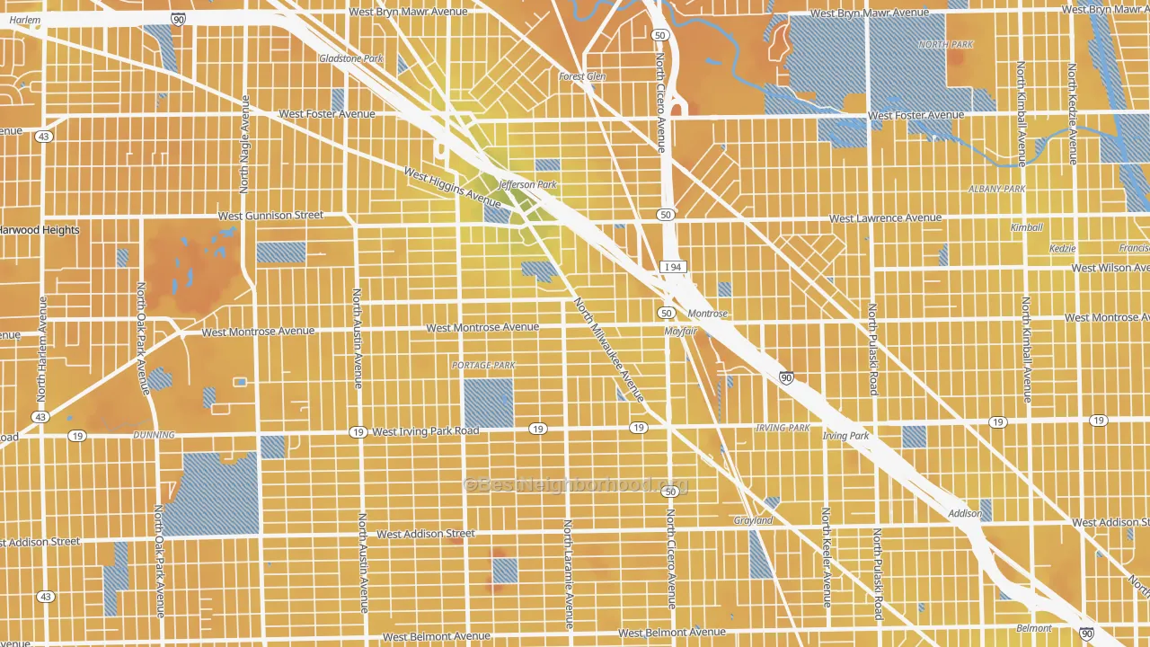 Transit Grade map of Montrose, Chicago, IL