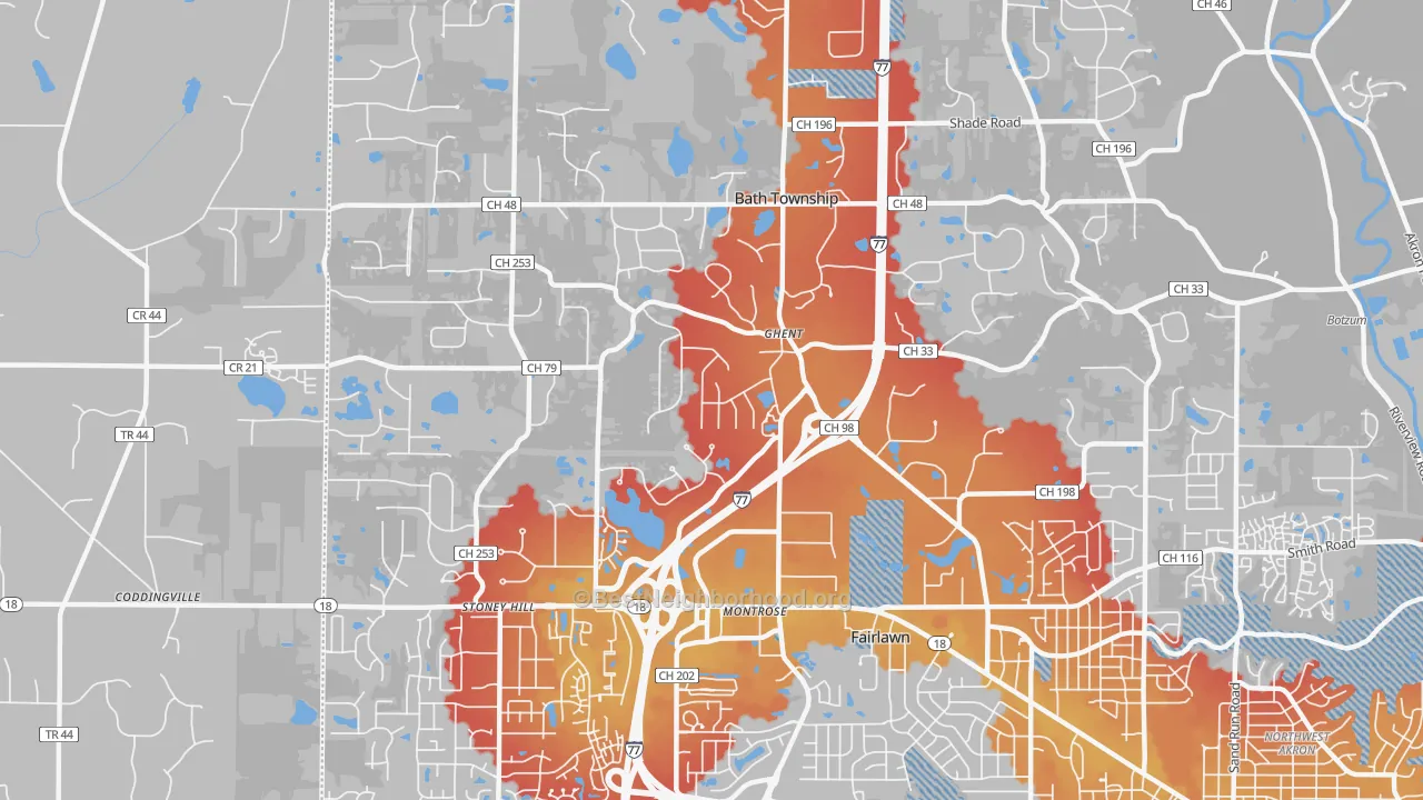 Transit Grade map of Montrose-Ghent, OH