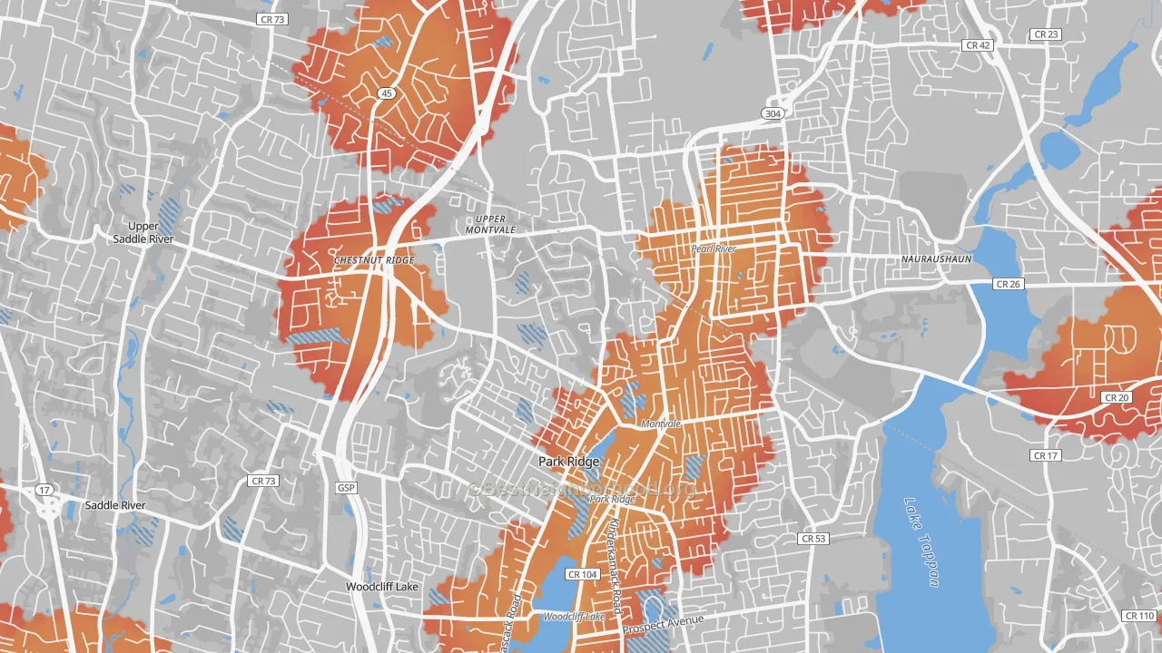 Transit Grade map of Montvale, NJ