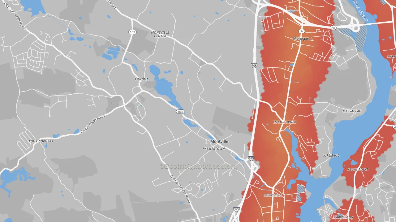 Transit Grade map of Montville, CT
