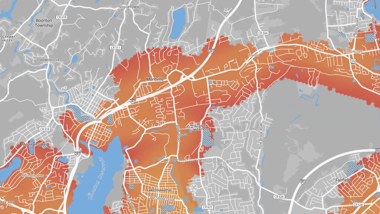 Transit Grade map of Montville, NJ