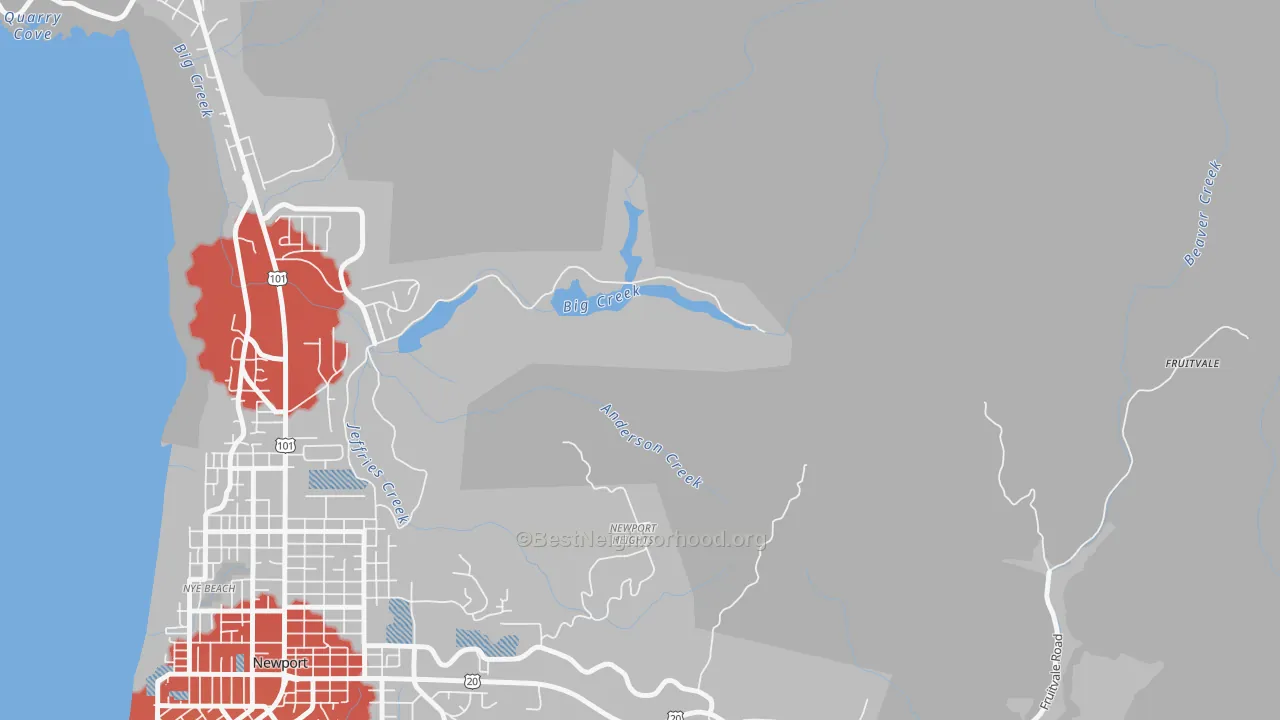 Transit Grade map of Moody, OR