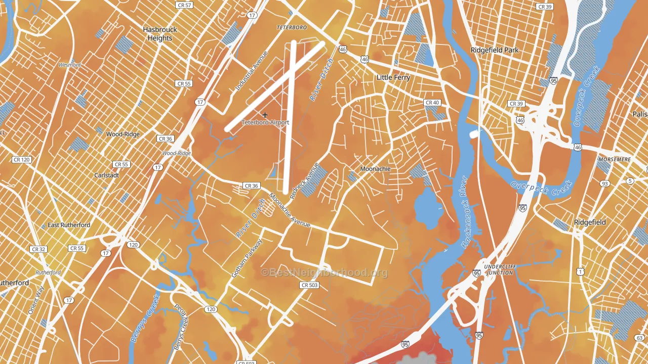Transit Grade map of Moonachie, NJ