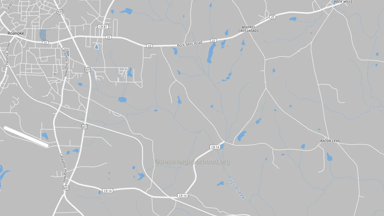 Transit Grade map of Moores Crossroads, AL
