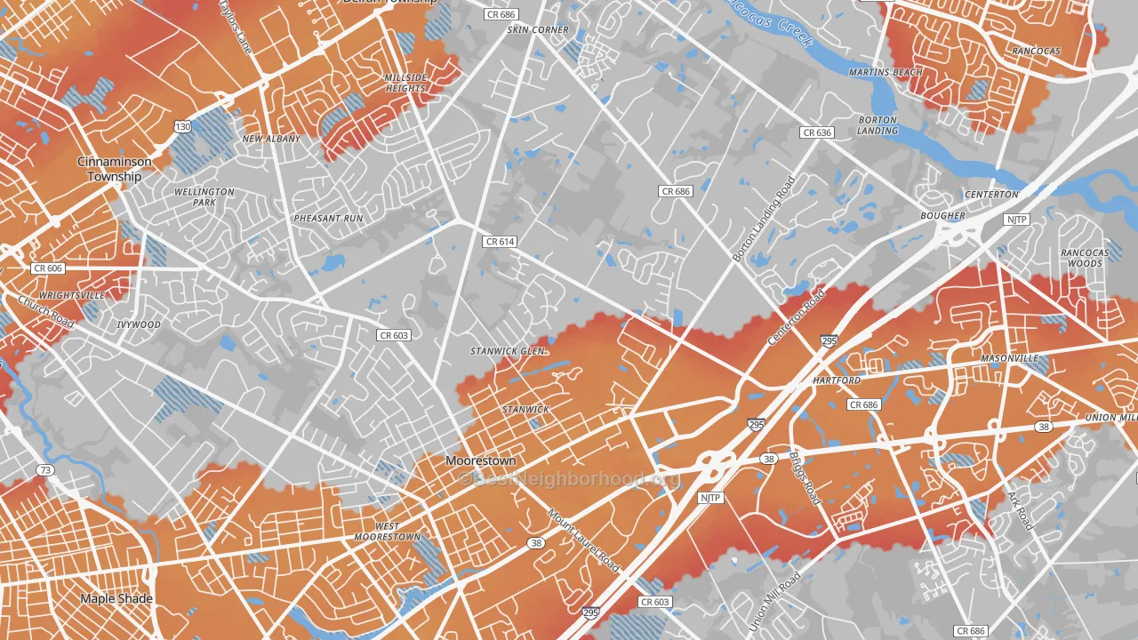 Transit Grade map of Moorestown, NJ