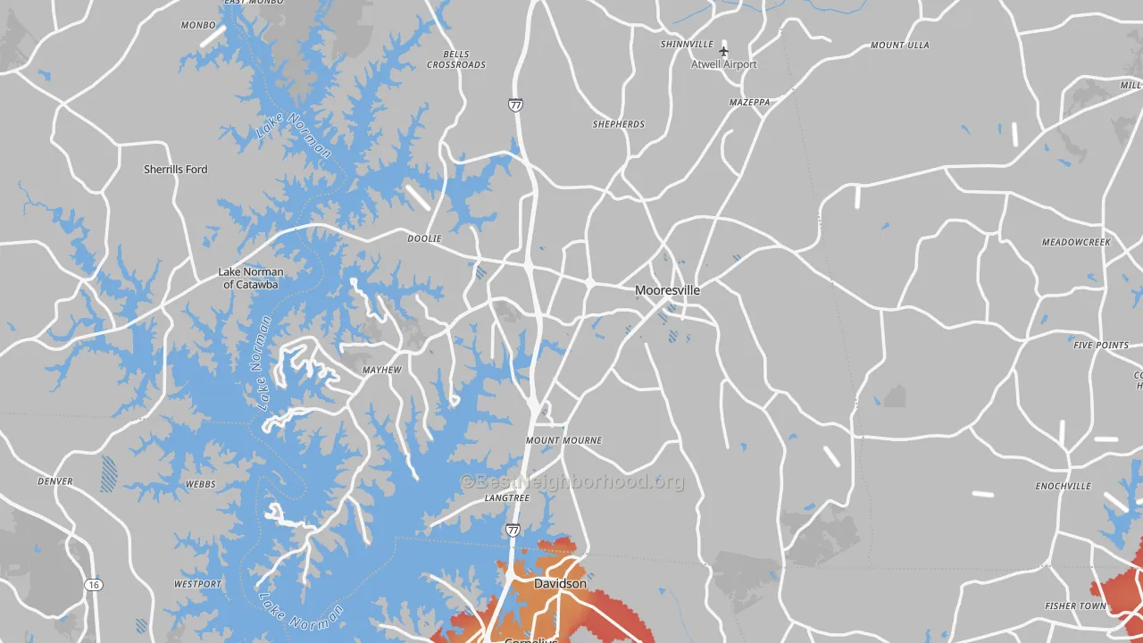 Transit Grade map of Mooresville, NC